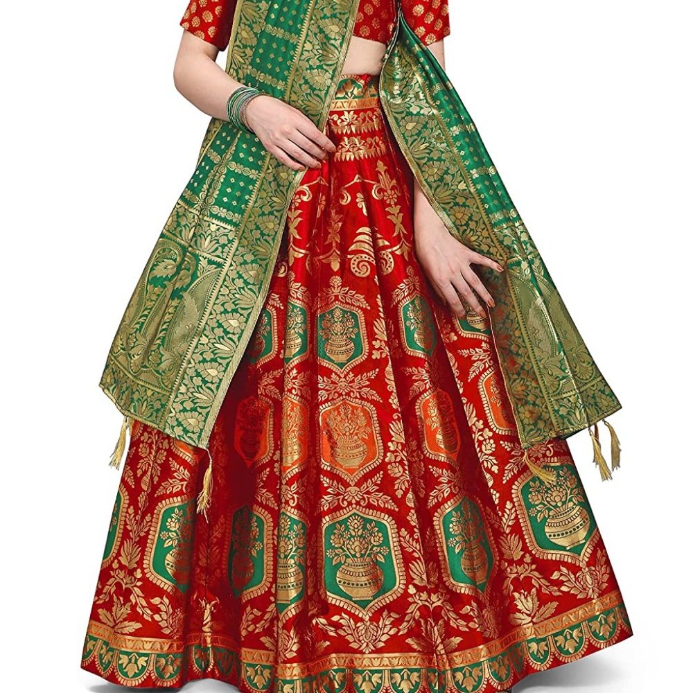 NEW Women's Jacquard Semi-Stitched Lehenga choli